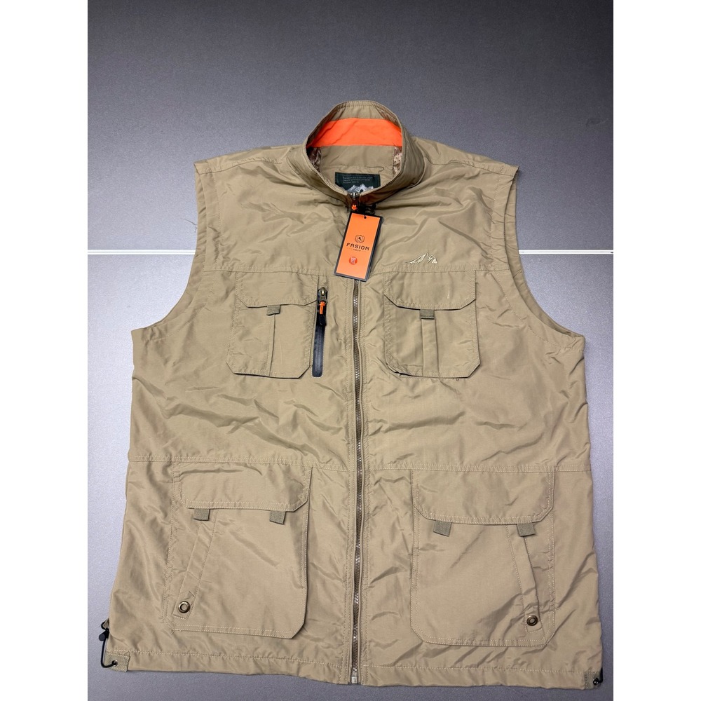 Outdoor Utility Vest Mens 5XL Khaki gorpcore athleisure Fishing Hiking New